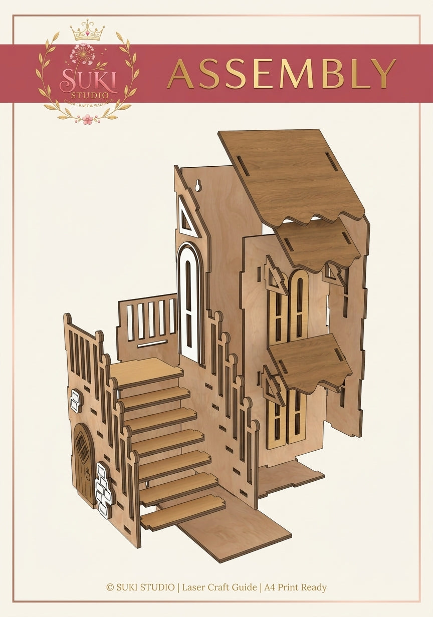 Cottage Craft wooden house key holder assembly view